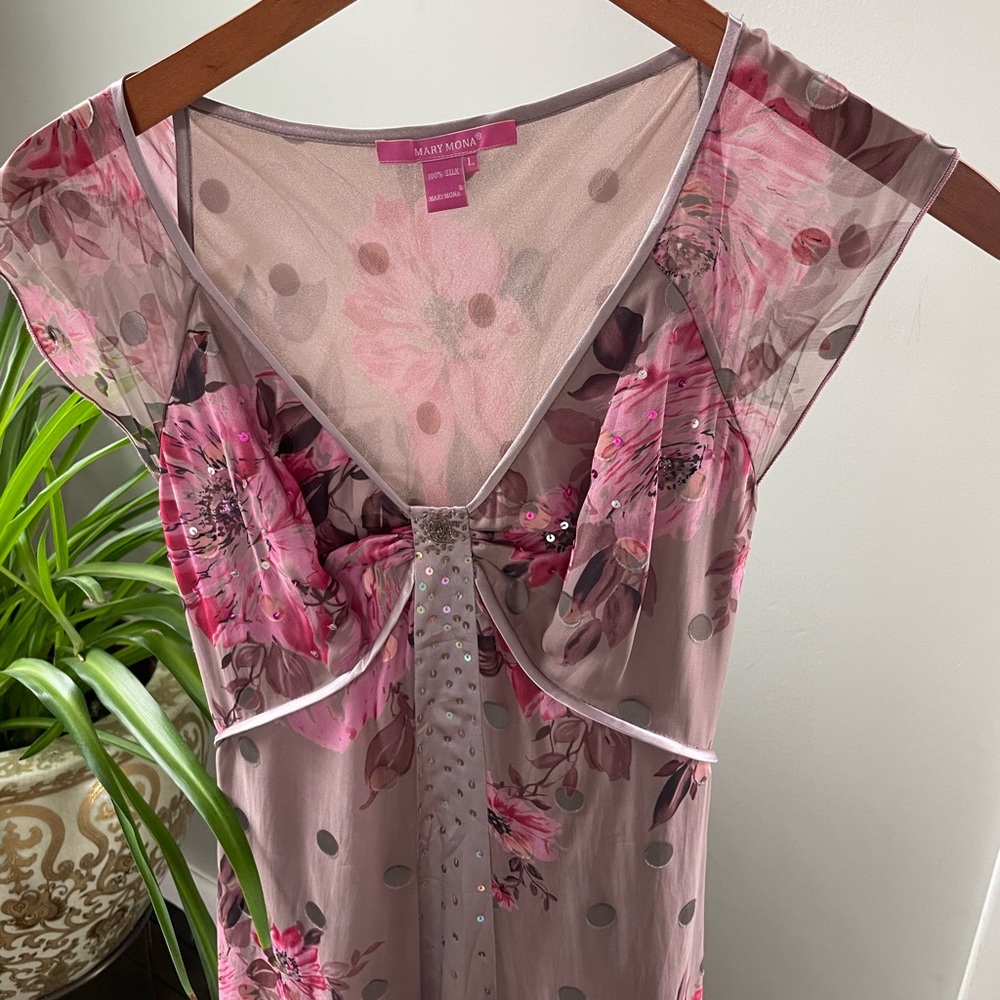 Mary Mona beaded silk sleeveless dress
